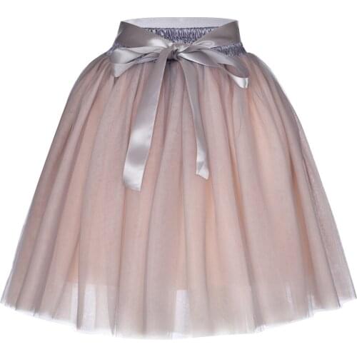 Lolita Tulle Skirt Women Elastic High Waist Mesh Skirts Short Pleated Tutu Skirts Female Jupe Party Club Wear Slip Dancer