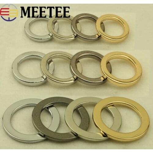 Meetee 10pcs ID15/19/31mm Metal Flat O Ring Bag Strap Rings Connecting Buckle DIY Luggage Hardware O Hook Loop Clasp Accessories