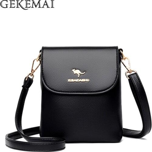 Fashion Letter Design Ladies Shoulder Bags Mini Solid Color Messenger Bag High Quality Leather Women Mobile Phone Bags Wallet