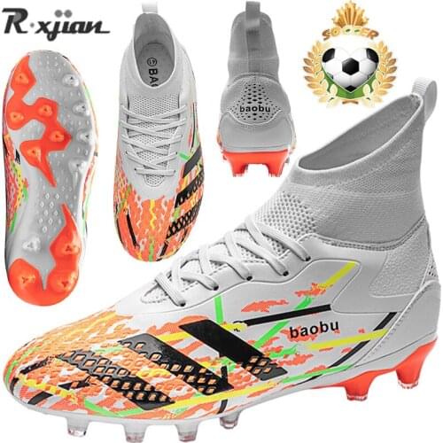 R.xjian outdoor mens football shoes high ankle childrens splint training sports shoes long nail broken nail football shoes