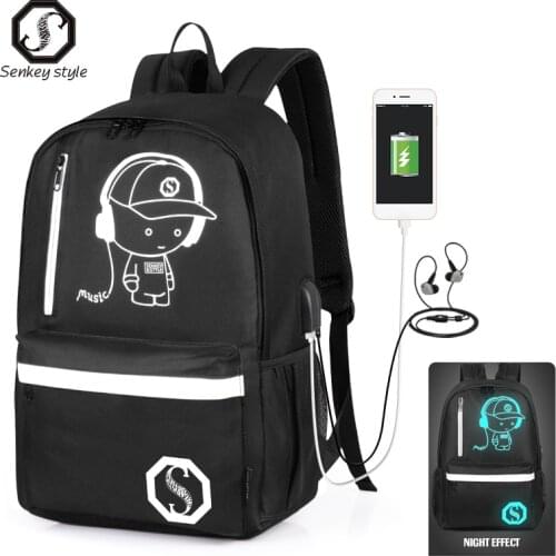SENKEY USB Charging Men Backpack Fashion Waterproof Large Capacity student School bags for Teenager Travel Bag pack Mochila gift