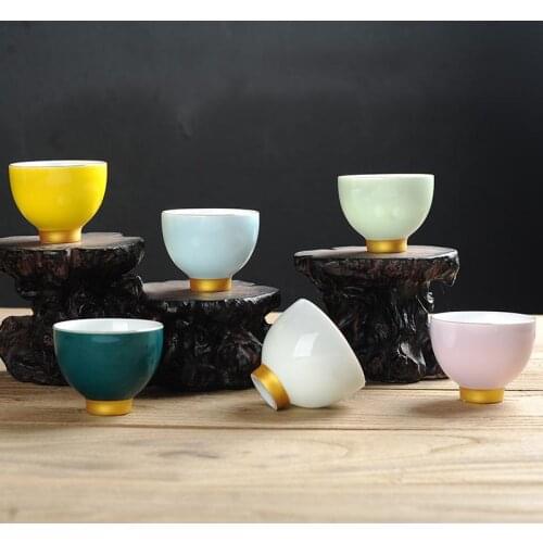 Tea Cup Set Ceramic 6PCS Porcelain Tea Bowl Master Pu'er Cups Container Teaware Kung Fu Tea Set Drinkware Crafts Decor Gift Box