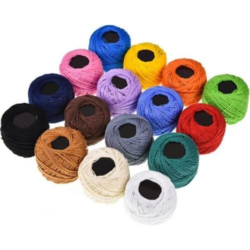 Top 16 Roll Embroidery Thread Set Cross Stitch Embroidery Wool Cotton Line Craft Supplies for Home Gift Making (Random Color)