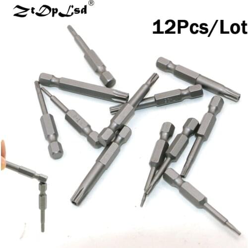 ZtDpLsd 12Pcs 1/4" Hex Shank S2 Security Torx Screwdriver Bit Set Electric Screwdriver Air Bits Tools Kit with Hole T5-T40