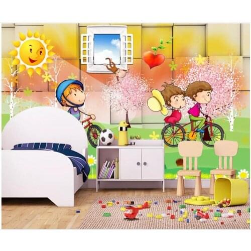 WDBH custom mural 3d photo wallpaper Childrens Paradise Cycling Kids Room Background wall home decor wallpaper for wall 3 d