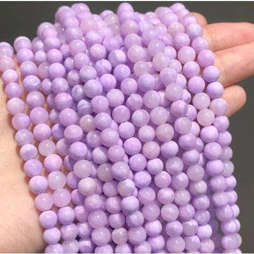 Natural Stone Purple Chalcedony Jades Loose Spacer Beads For Jewelry Making DIY Round Angelite Beads Bracelet 15'' 4 6 8 10 12mm