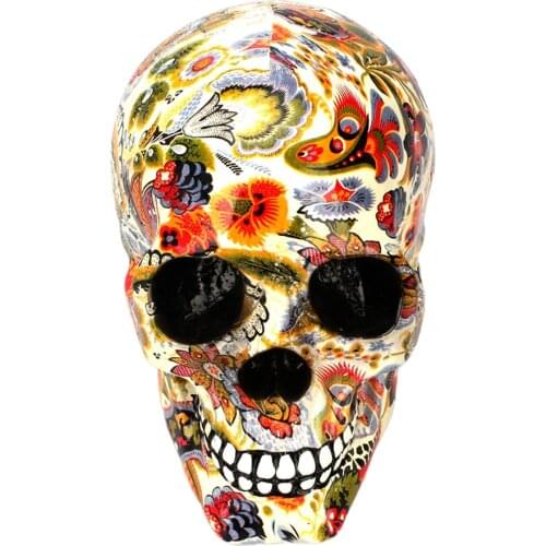 Resin Colorful Skull Statue Figurine Head Home Bar Decoration