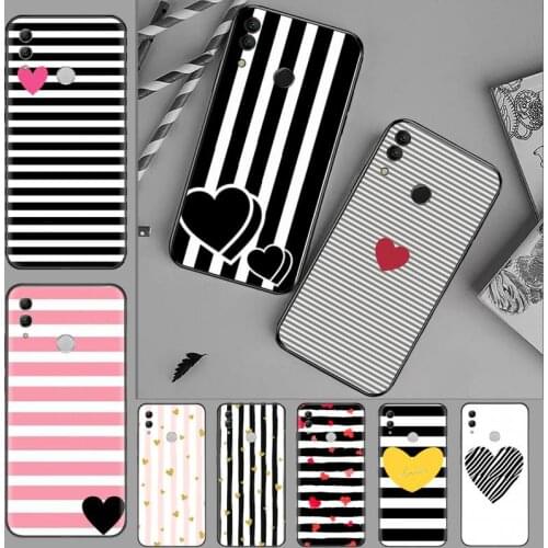 Stripe Love Heart Phone Case For Huawei Honor view 7a5.45inch 7c5.7inch 8x 8a 8c 9 9x 10 20 10i 20i lite pro