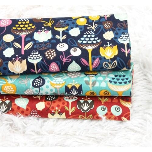Half yard thicken pure cotton fabric with flower print handmade DIY bag garment dress sewing tissue CR-451