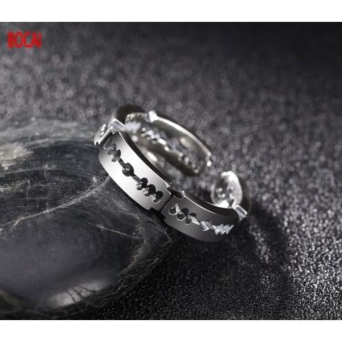 Real s925 sterling silver ring ladies index finger open ring glossy creative shaver Korean personality jewelry