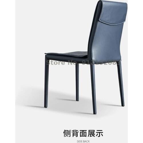 Light luxury leather dining chair home dining nordic blue girl makeup chair net red ins chair back chair bedroom