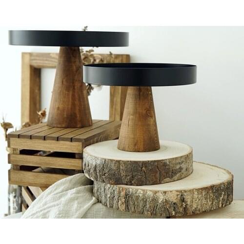 High Stand Wooden Cake Plate Creative Food Serving Trays Multi-Use Eco Naural Wood Desserts/Fruits Tray wedding Home Decor