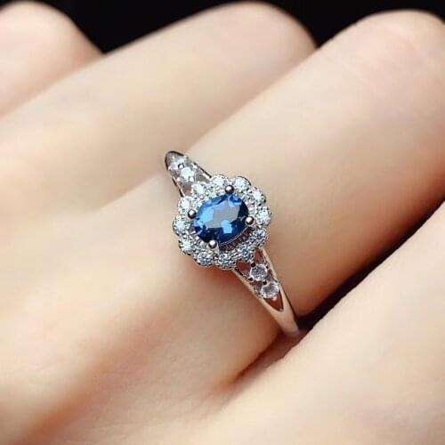 CoLife Jewelry 100% Natural Blue Topaz Ring for Daily Wear 4*5mm Topaz Silver Ring 925 Silver Topaz Jewelry