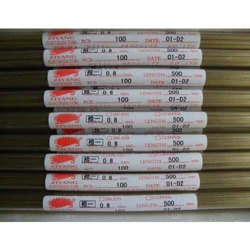 Ziyang Brass Electrode Tube Single Hole OD1.8*500mm for EDM Drilling Machine