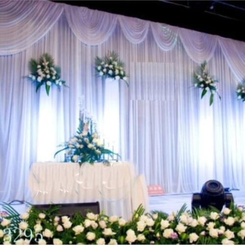 2018 latest 3M(H) * 6M(W) Pure White simple style Wedding Backdrop wedding Stage curtain wedding decoration