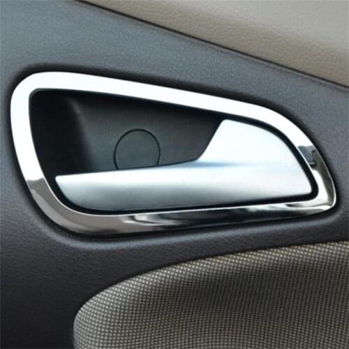4pcs Stainless steel interior doors hand-clasping decoration ring ,auto accessories For Ford Focus 3 MK3 2012-2013 Accessories