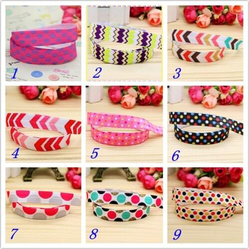 5/8'' Free shipping Fold Elastic FOE polka dots chevron printed headband headwear hairband diy decoration wholesale OEM S123