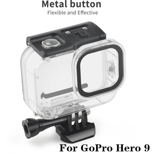 50M Waterproof Case Underwater Tempered Glass Lens Diving Housing Cover for GoPro Hero 9 Black Camera Accessories