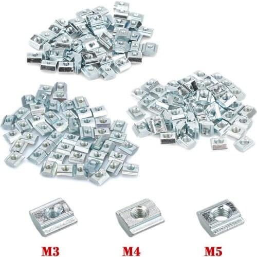 50Pcs/lot 20 Series M3 M4 M5 Slot T Nut Sliding Nut For 2020 Profile Fasten Nut Aluminum Extrusions Furniture