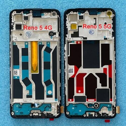 6.43" Original Amoled For Oppo Reno5 5G PEGM00 PEGT00 LCD Display Screen Frame+Touch Panel Digitizer For Reno 5 5G CPH2145