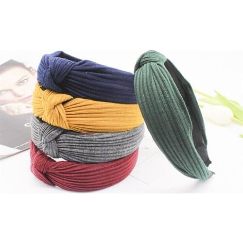 7 Colors Fashion Headwear Knitted Fabric with Knotted Headbands Striped Hair Band Hair Accessories