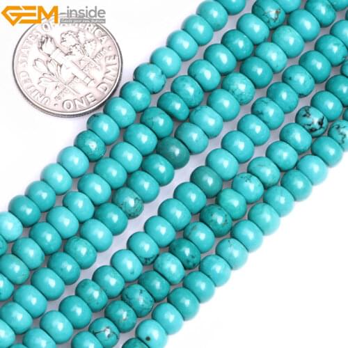 Natural Rondelle Blue Turquoises Stone Beads For Jewelry Making Bracelet Necklace Sets 3-4mm 15inches DIY Jewellery Gem-inside