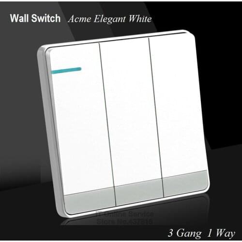 Large Panel Wall Switch acme elegant white 3 Gang 1 Way Single Control Switch Simple and Fashion Decoration Switch 86mm*86mm