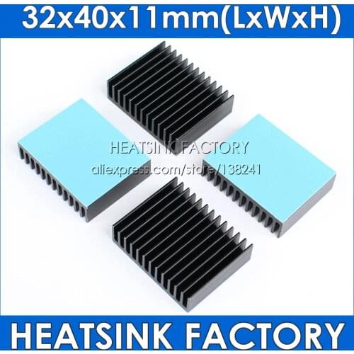 32x40x11mm Black Aluminum Cooling Heat Sink Cooler Radiator Heatsink With Thermally Conductive Heat Transfer Double Sided Tape