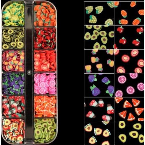 Fruits Cherry Orange Avocado Slices For Nail Art Decorations Soft Pottery Flakes Manicure DIY Polymer Clay Sequins Nail Supplies