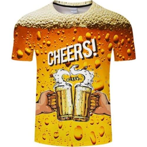 Mens 3D T-shirt Summer Short-sleeved Beer Bubble Spain Oktoberfest Parent-child Shirt T-shirt Joke T-shirt 6xl