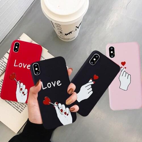 Jamular Couples Love Heart Silicone Cases for iPhone X Case For iPhone 6s 6 7 8 Plus XS Max XR Soft TPU Coque Frosted Fundas