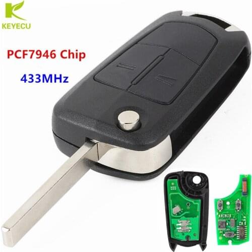 KEYECU Remote Car Key Fob 2 Button 433MHz PCF7946 for Vauxhall Opel Vectra C 2002-2008 ,Signum 2003-2008