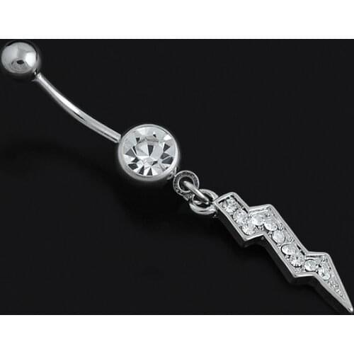 Cool Lightning Navel Piercing Crystal Body Piercings, Balls Navel Ring Belly Button Rings Body Piercing Ombligo Jewelry Gift