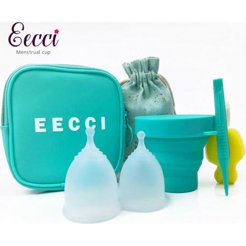 EECCI Medical Grade Silicone Menstrual Cup for women copa menstrual period Reusable feminine hygiene menstrual cups & sterilizer