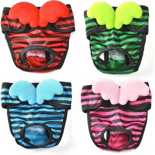 Cute Wing Stripe Dog Diaper Physiological Pants Sanitary Washable Female Dog Panties Shorts Underwear Briefs For Dogs XS-XXL Hot