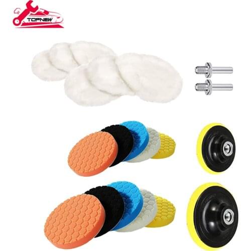 5 Inch&3 Inch Drill Buffing Sponge Pads Woolen Polishing Pads Kit for Car Buffer Polisher Sanding Waxing Sealing Glaze 20 PCS