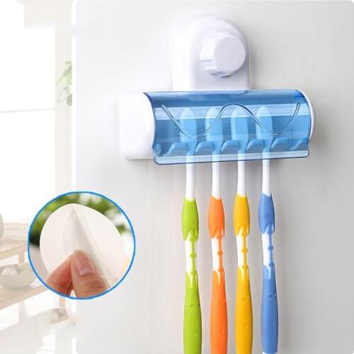 Toothbrush Holder Wall Mount Toothbrush Rack Tooth Brush Hooks Suction Cup Bathroom Storage Rack Holder Bathroom Accessories Set