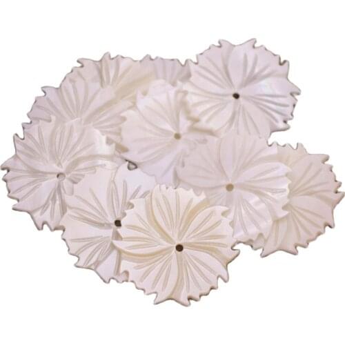 10 PCS Natural White Mother of Pearl 27mm Flower Shell Jewelry Making Have hole