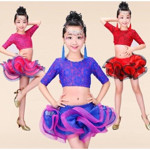 New Summer Latin Dance Dress for Girls Ballroom Tango Kids Modern Competition Stage Outfit Child Latin Dance Costume Dancewear
