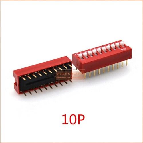 NEW DP-10P 20pcs/lot red Direct dial code switch DIP switch 2.54MM DS pitch Side
