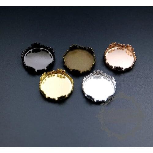 15mm setting size vintage style bronze,silver,black,gold,rose gold crown round bezel tray DIY pendant charm supplies 1411170