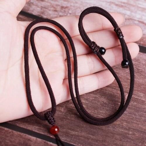10pcs Simple red and black pendant rope hand-woven necklace for men and women jade rope jade jade pendant lanyard with rope Thre