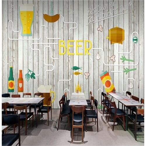 Drop Shipping photo Wallpaper Beer Fried Chicken Burger Wallpaper Modern Industrial Style Backdrop KTV Bar Fast Food Shop Mural