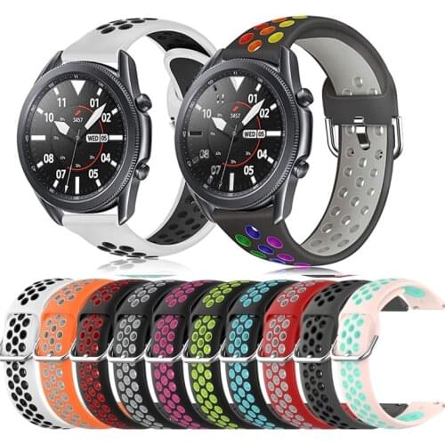 22mm breathe Silicone watch band for Samsung Galaxy Watc3 45mm Wrist strap for Samsung Watch 46mm S3 replace Bracelet Watchband
