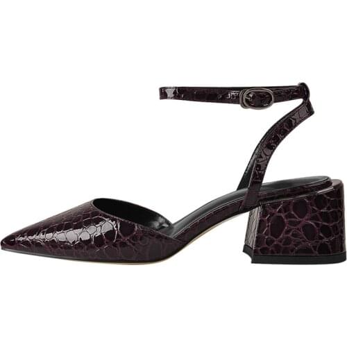 Richealnana Summer Womens Chunky Square Low Heels Pointed Toe Sandals Stoneskin Blueberry Purple Slingback Ankle Strap Shoes