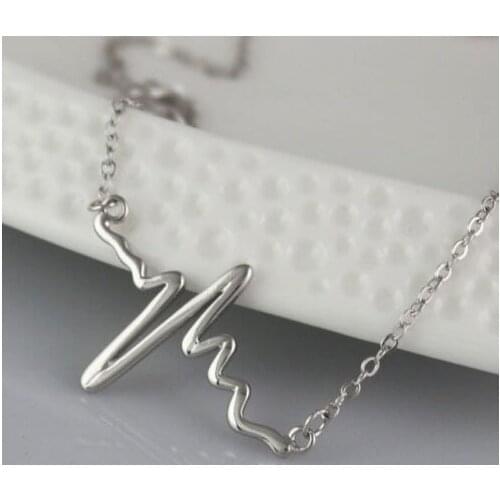 Daisies Pure 925 Sterling Silver Chain Necklaces ECG Heart Beat Pendants&Necklaces Jewelry Collar Colar de Plata Bijoux