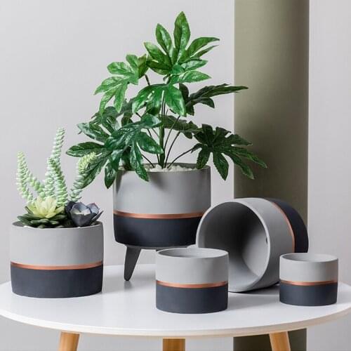 Nordic Cement Flowerpot with Feet Succulents Potted Plants Home Decor Furnishings Bonsai Vase Living Room Decoration Accessories