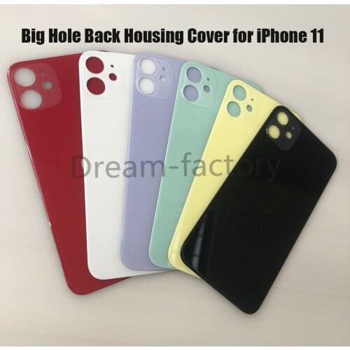 5PCS Big Hole Back Battery Door Back Glass Cover Battery Cover with Tape Adhesive Replacement for iPhone 11 Pro Max
