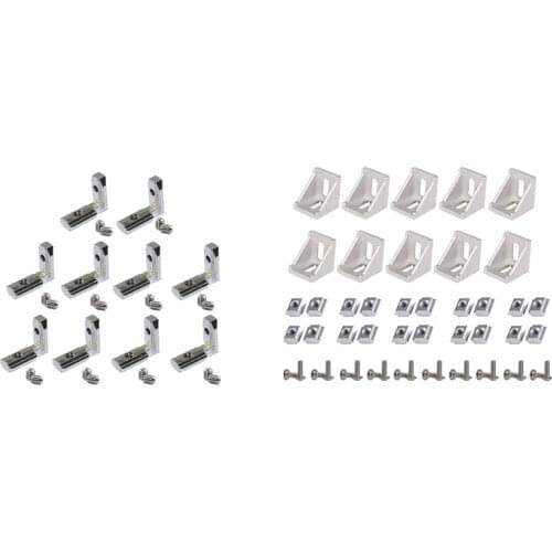 50Pcs Corner Bracket 2020 Series Profile Connector Set with 20Pcs T Slot L-Shape Interior Inside Corner Connector