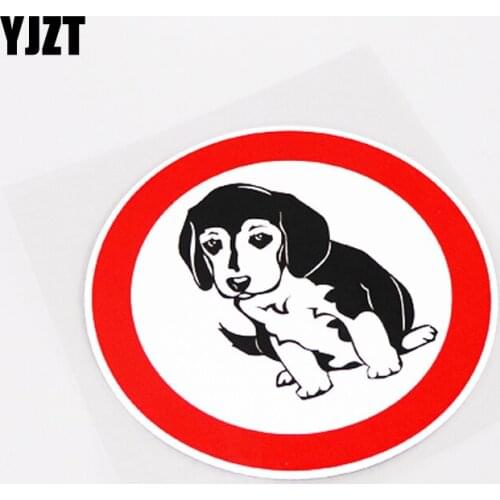 YJZT 12CM*12CM Fun Warning Mark SITTING BEAGLE PUPPY PVC Car Sticker Decal Graphical 13-0995